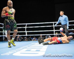Shakeel Phinn floored Rafael Sosa Pintos with a stunning shot in the first round on October 21, 2023.