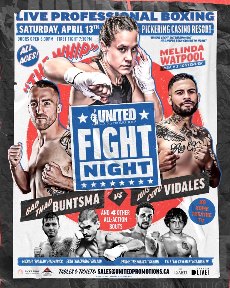 Fight Night, April 13th 2024 : Pickering Casino and Resort