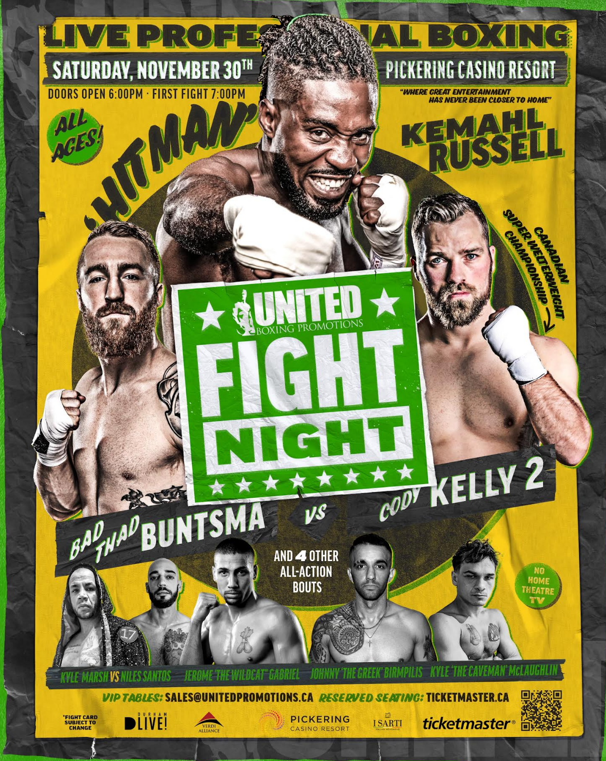 HITMAN RUSSELL, BUNTSMA-KELLY II HEADLINE IN PICKERING NOV. 30