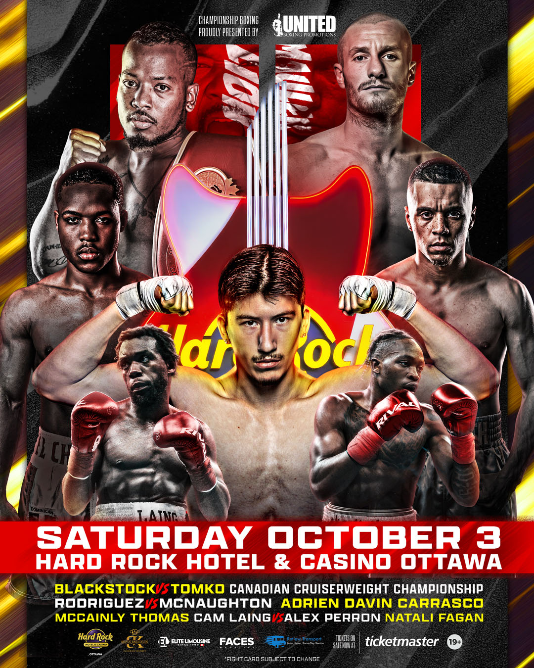 United Boxing Promotions : Hard Rock Hotel & Casino Ottawa : October 3, 2026 : Blackstock vs Tomoko, Adrienn Davin Carasco, McCainly Thomas, Cam Laing, Rega Jihad